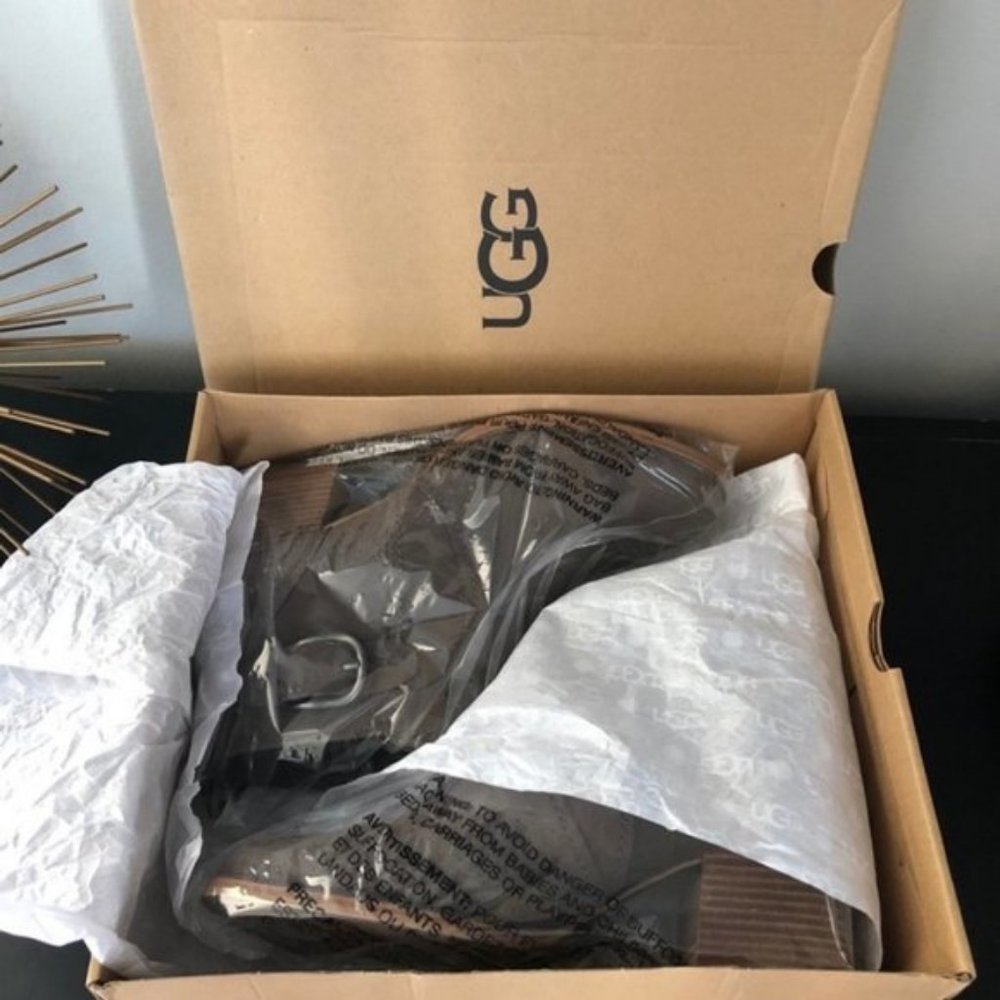 UGG Leahy Suede Ankle Boot, BROWN Size 12, NWT - Picture 8 of 14
